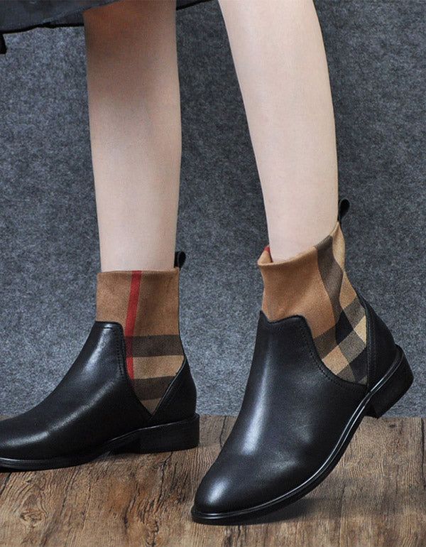 Chelsea Stitching Plaid Fashion Bottes Pour Femmes