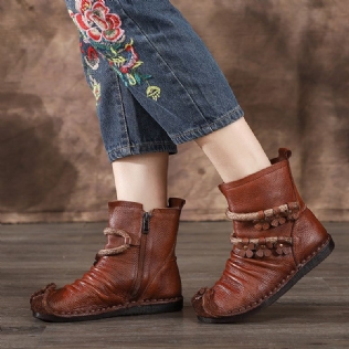 Fleurs En Cuir D'automne Et D'hiver Bottes Rétro Confortables | Chaussures Cadeaux