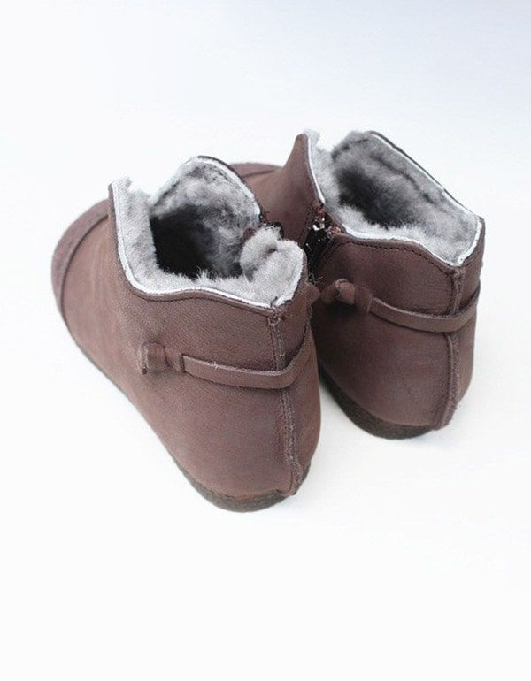 Fur Warmth Bottes D'hiver En Cuir Rétro