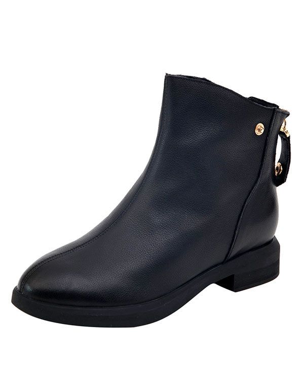 Printemps Nouveau Cuir Style Britannique Femmes Bottes Courtes