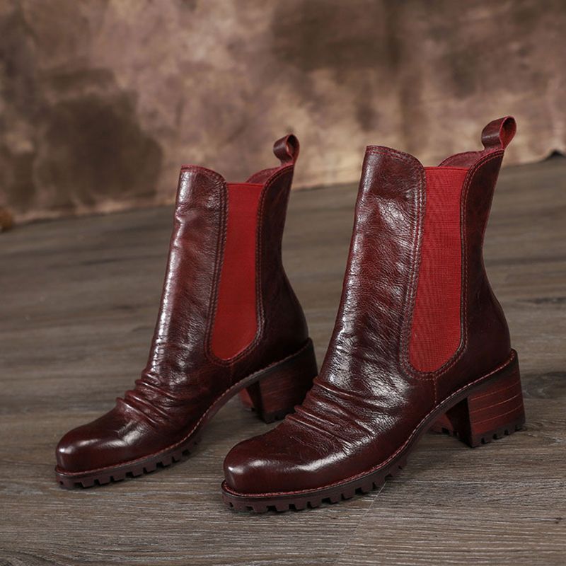 Automne Hiver Épais Rétro Cuir Confortable Martin Bottes Pour Femmes | Chaussures Cadeaux