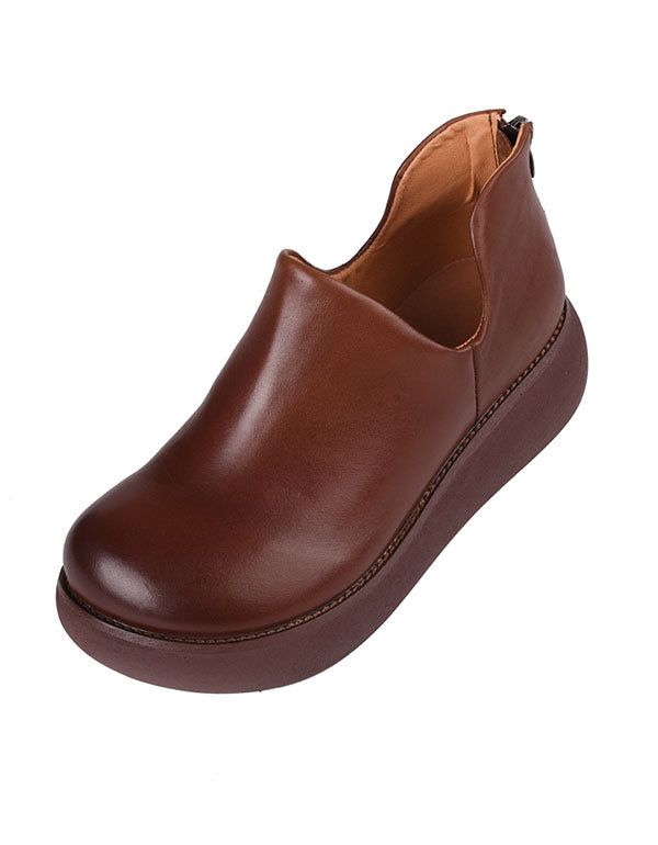 Chaussures En Cuir Rétro Imperméables À Tête Ronde