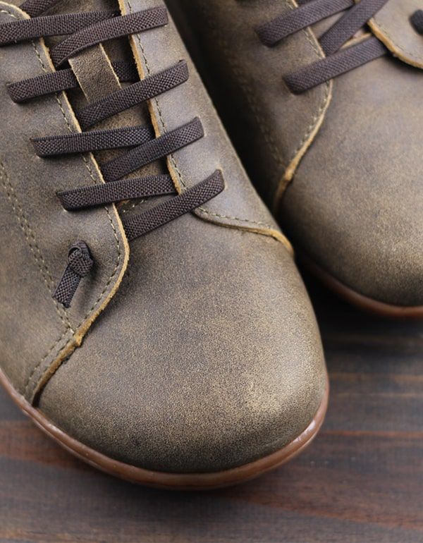 Chaussures Rétro En Cuir Faites À La Main Confortables À Lacets Pour Hommes