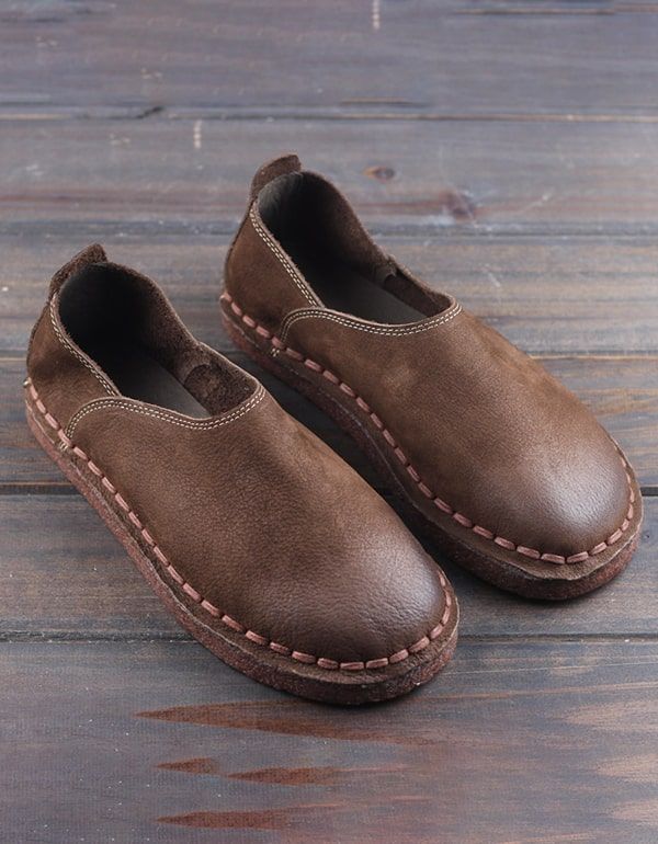 Chaussures Rétro Faites À La Main En Cuir Souple Confortables Pour Hommes