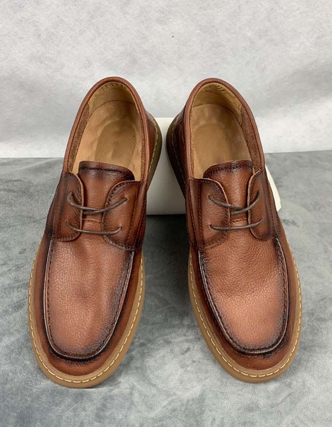 Chaussures Rétro À Lacets Faites À La Main En Cuir Souple Pour Hommes