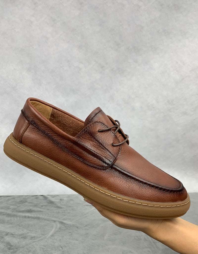 Chaussures Rétro À Lacets Faites À La Main En Cuir Souple Pour Hommes