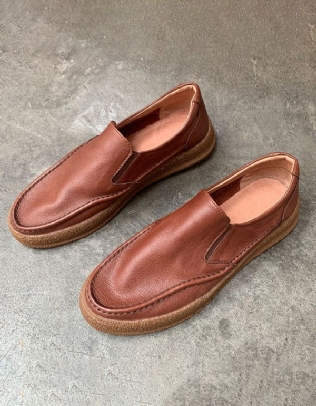 Mocassins À Enfiler Confortables En Cuir Rétro Pour Hommes