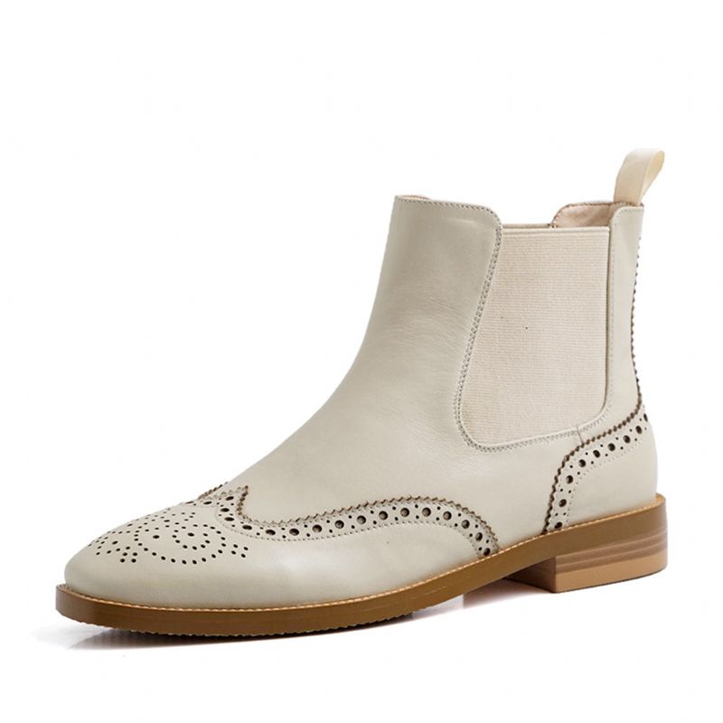 Bottes Oxford Style Britannique Vintage Femme Beige