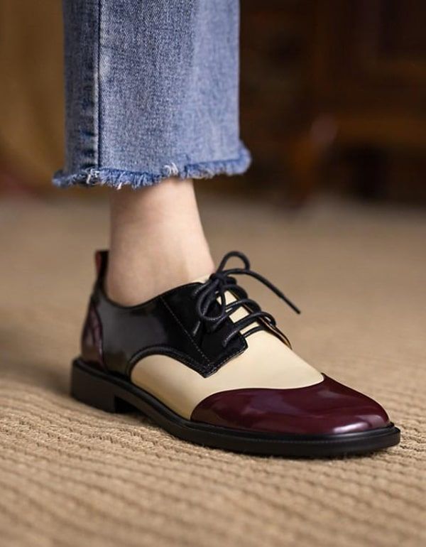 Chaussures Oxford Assorties À Tête Ronde Pour Femmes