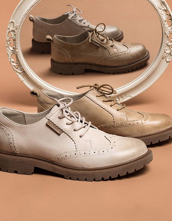 Chaussures Oxford Britanniques En Cuir Véritable Faites À La Main