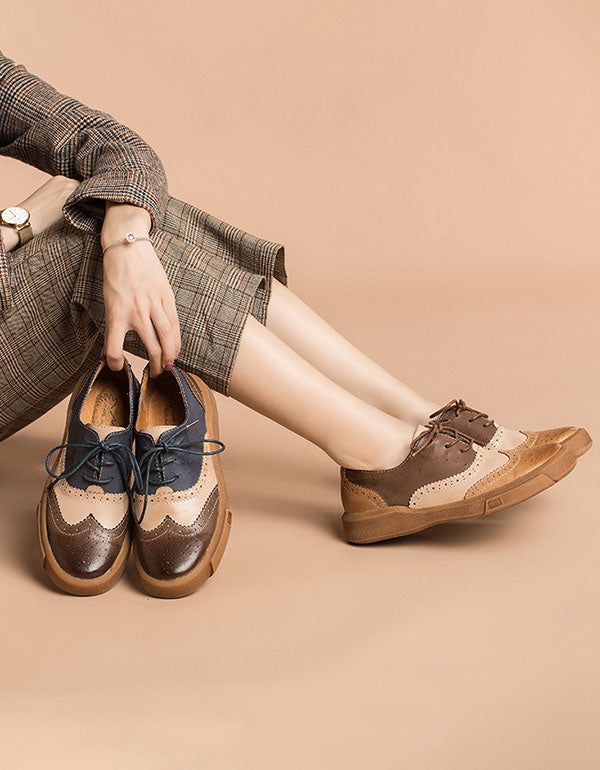 Chaussures Oxford Brock En Cuir Véritable Pour Femmes