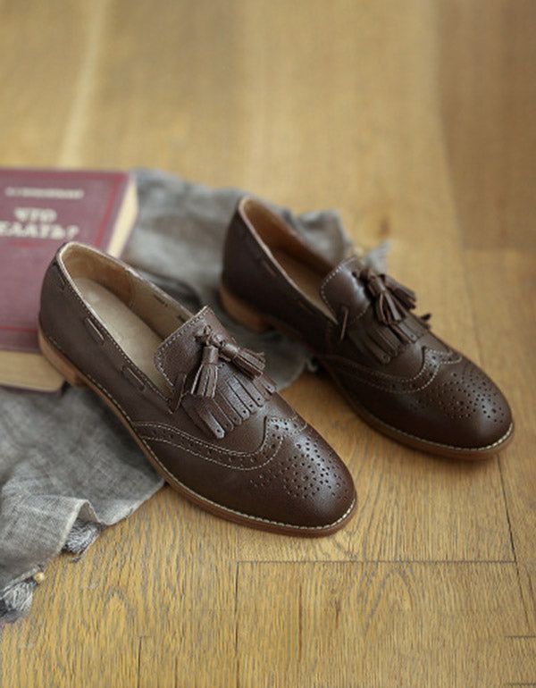 Chaussures Oxford En Cuir Faites À La Main De Style Britannique