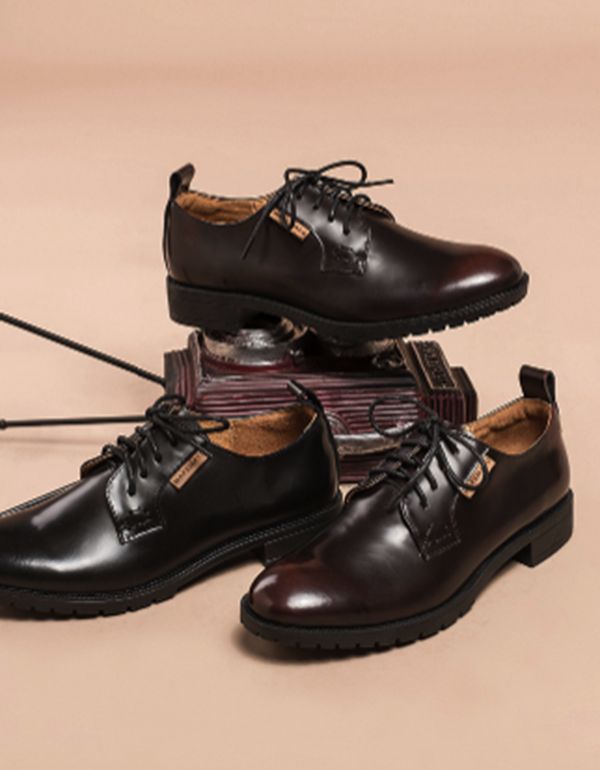 Chaussures Oxford À Lacets 100% Cuir Véritable Faites À La Main