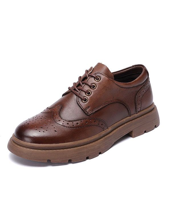 Chaussures Oxford À Lacets En Cuir Rétro De Printemps