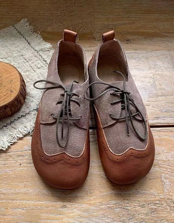 Chaussures Plates Rétro De Style Oxford Faites À La Main Pour Femmes