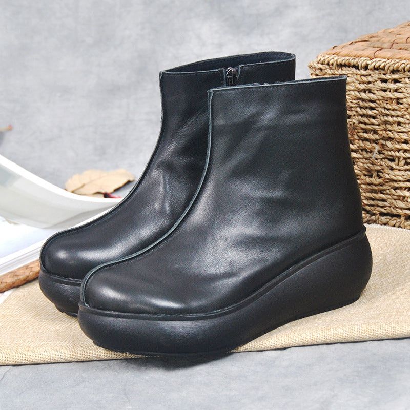 Bottes Courtes Rétro Compensées Pour Femmes | Chaussures Cadeaux