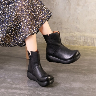 Bottes Pour Femmes Imperméables En Cuir Rétro D'automne