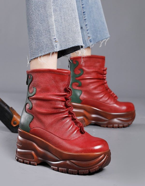 Bottes Rétro À Plateforme Imperméable De Style Ethnique D'hiver