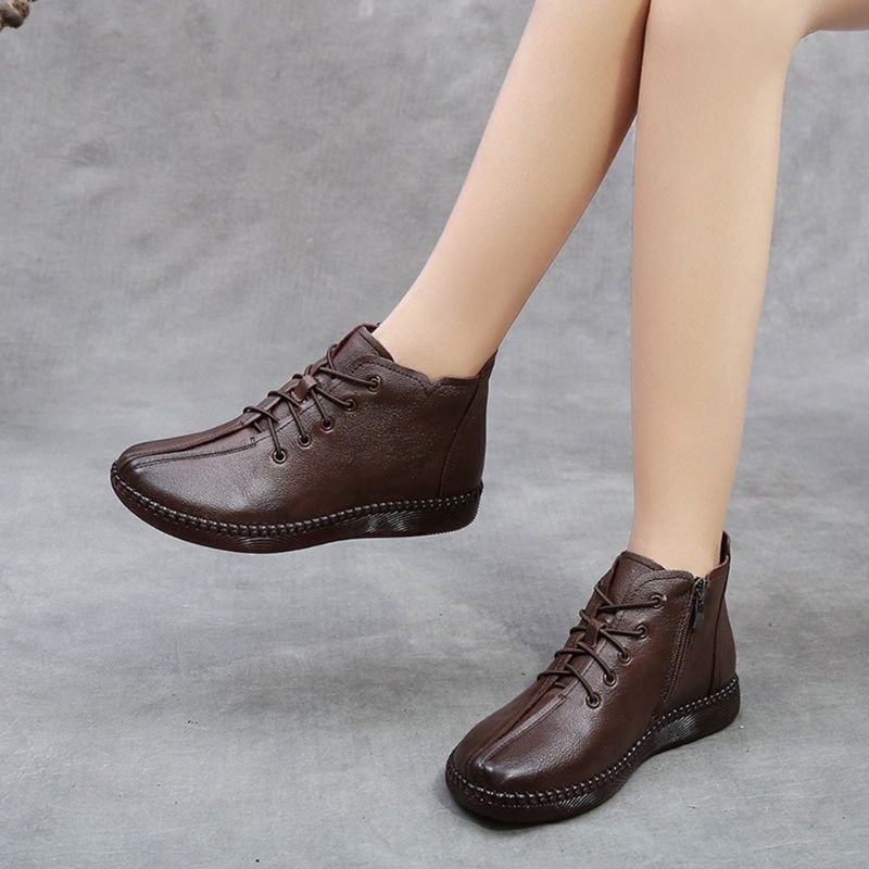 Automne Hiver Chaussures Souples En Cuir Bottes Courtes Pour Femmes | Chaussures Cadeaux 35-43