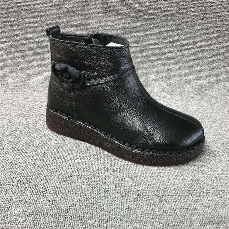 Bottes D'automne Et D'hiver En Cuir Rétro Pour Femmes 35-41