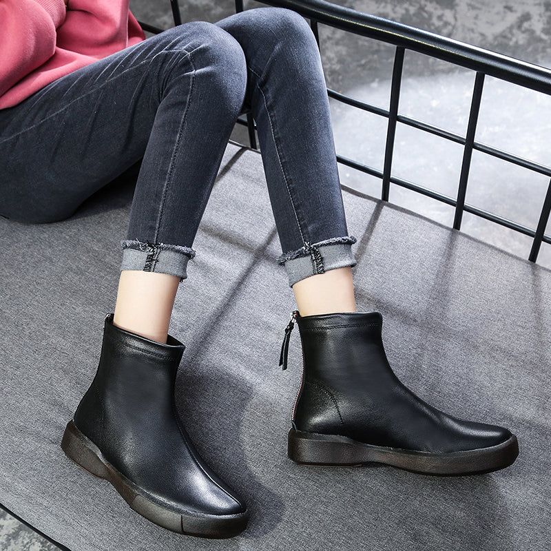 Bottes Courtes Chelsea En Cuir Véritable 34-43