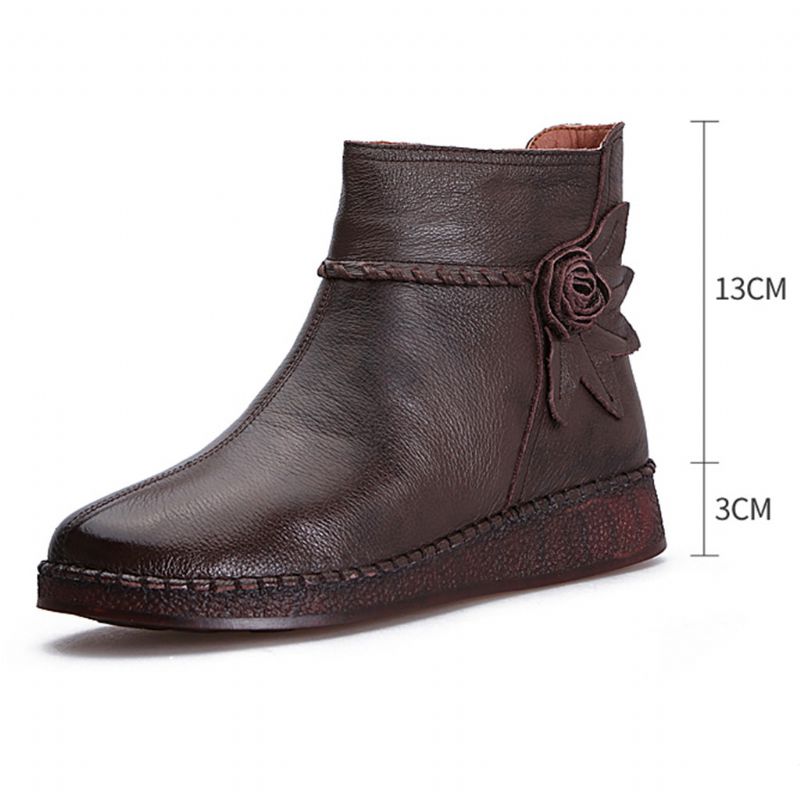 Bottes Courtes Rétro En Cuir Automne Hiver | Chaussures Cadeaux 36-41