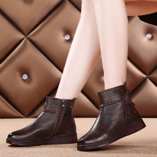 Bottes Courtes Rétro En Cuir Automne Hiver | Chaussures Cadeaux 36-41