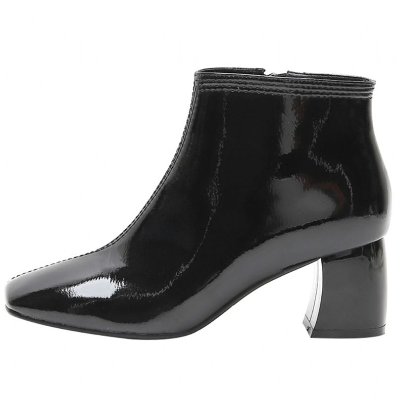 Bottes Courtes À Tête Carrée En Cuir Verni | Chaussures Cadeaux | 34-43