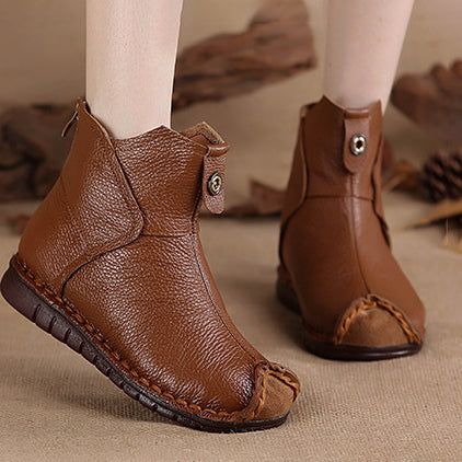 Bottes D'hiver Ethniques Faites À La Main Rétro En Peluche Douce Pour Femmes | Chaussures Cadeaux 35-42