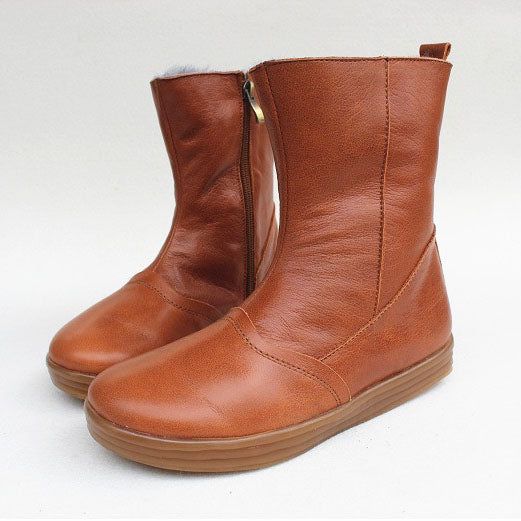 Bottes D'hiver Mi-longues En Cuir Velours | Chaussures Cadeaux | 35-41