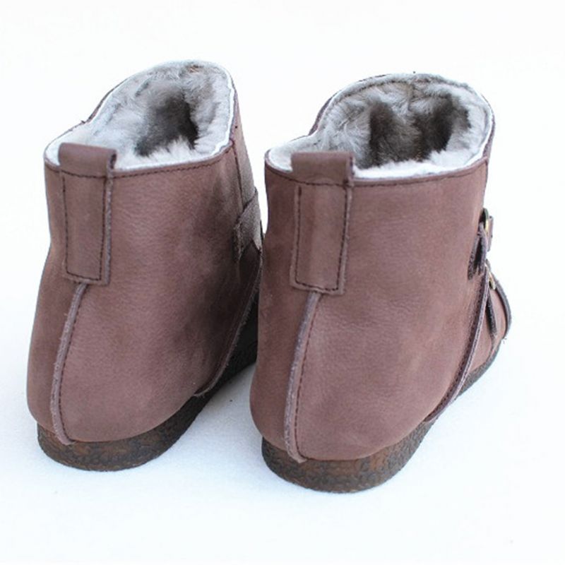 Bottes D'hiver Rétro En Cuir Pur | Chaussures Cadeaux | 35-41