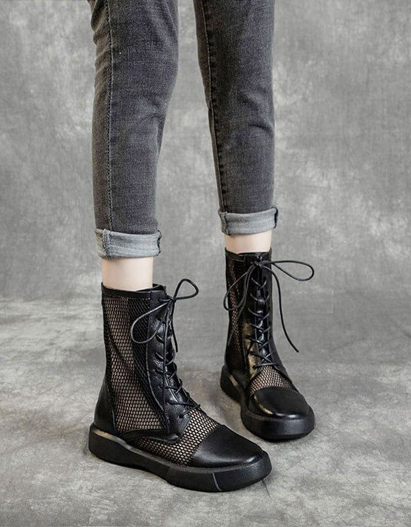 Bottes Rétro En Maille Mi-tube Pour Femme Pour L'été 35-42