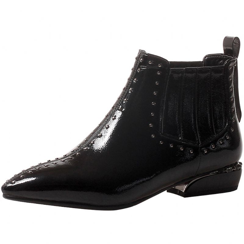 Bottines Chelsea En Cuir Verni À Bout Pointu | Chaussures Cadeaux | 34-43