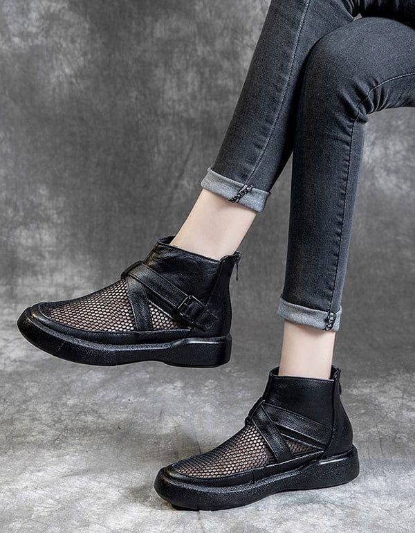 Bottines En Cuir Rétro En Maille D'été 35-41