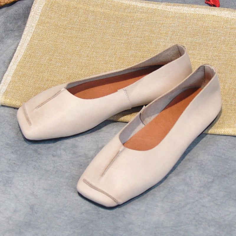 2022 Square Head Retro Simple Flats Pour Femmes | Chaussures Cadeaux