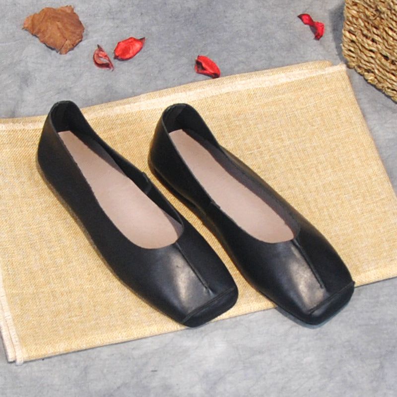 2022 Square Head Retro Simple Flats Pour Femmes | Chaussures Cadeaux