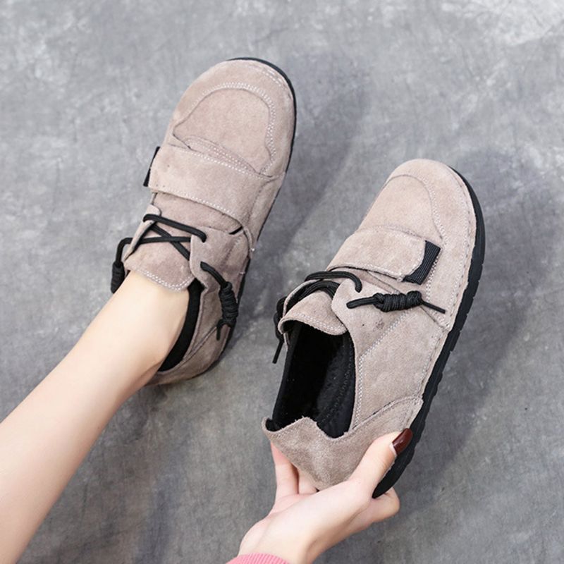 Automne Hiver Scrub Leather Keep Warm Flat Women's Shoes | Chaussures Cadeaux