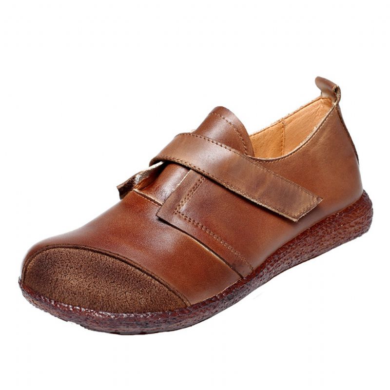 Automne Retro Leather Casual Flat Chaussures Pour Femmes | Chaussures Cadeaux