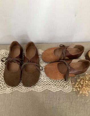 Chaussures De Ballet À Lacets Rétro Faites À La Main Pour Femmes