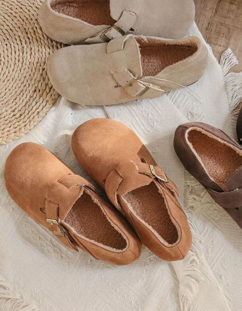 Chaussures Birkenstock À Enfiler En Daim À Tête Ronde