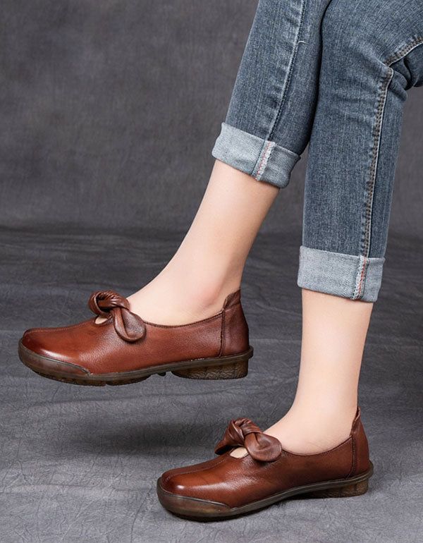 Chaussures En Cuir Rétro Pour Femmes