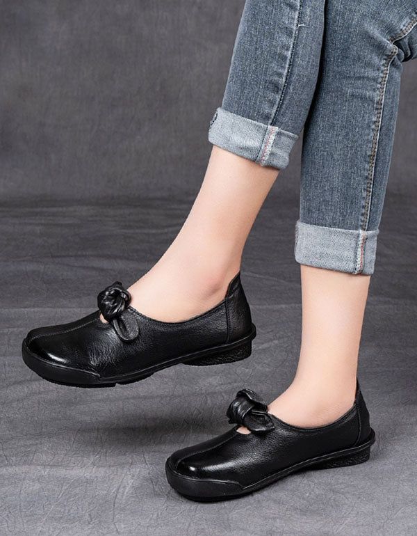 Chaussures En Cuir Rétro Pour Femmes