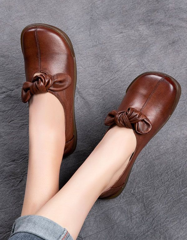 Chaussures En Cuir Rétro Pour Femmes