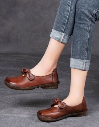 Chaussures En Cuir Rétro Pour Femmes