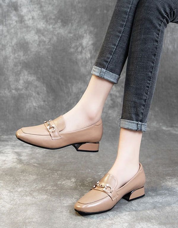 Chaussures Pour Femmes En Cuir Rétro Confortables De Printemps