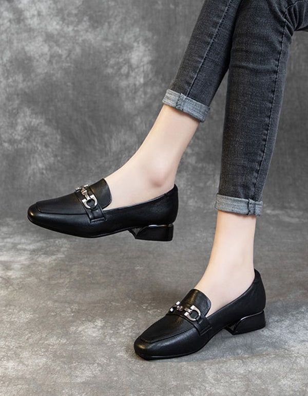 Chaussures Pour Femmes En Cuir Rétro Confortables De Printemps