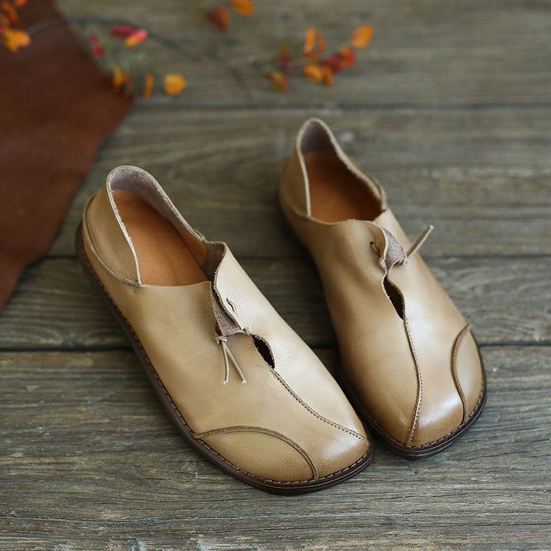 Chaussures Pour Femmes Vintage En Cuir Souple Faites À La Main