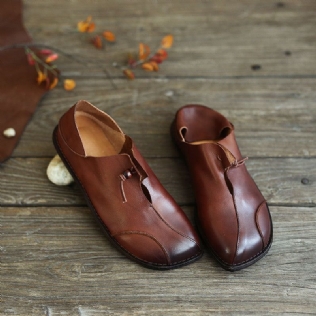 Chaussures Pour Femmes Vintage En Cuir Souple Faites À La Main