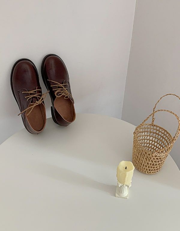 Chaussures Mary Jane En Cuir À Bout Rond Pour Femmes