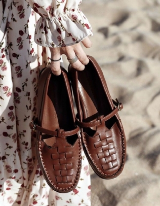 Chaussures Mary Jane Tissées À Bride En T Pour Femmes